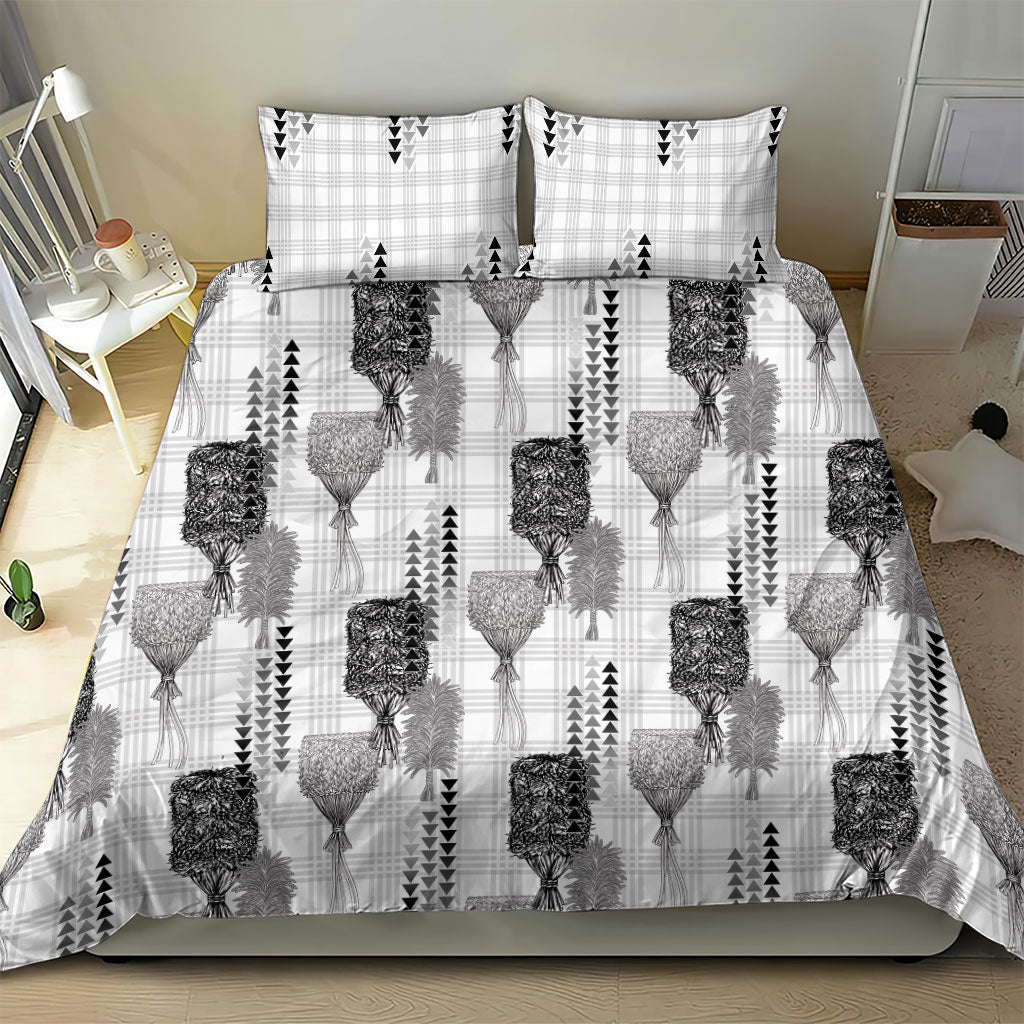 Aloha Hawaii Vintage Kahili Pa'a Lima Bedding Set Palaka Print Hinahina