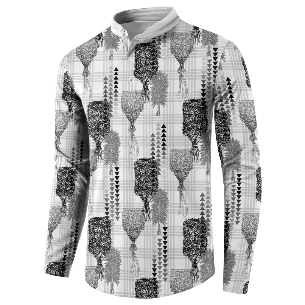 Aloha Hawaii Vintage Kahili Pa'a Lima Button Sweatshirt Palaka Print Hinahina