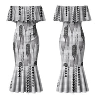 Aloha Hawaii Vintage Kahili Pa'a Lima Couples Matching Mermaid Dress and Hawaiian Shirt Palaka Print Hinahina