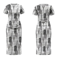 Aloha Hawaii Vintage Kahili Pa'a Lima Couples Matching Short Sleeve Bodycon Dress and Hawaiian Shirt Palaka Print Hinahina