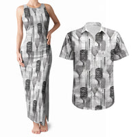 Aloha Hawaii Vintage Kahili Pa'a Lima Couples Matching Tank Maxi Dress and Hawaiian Shirt Palaka Print Hinahina