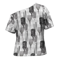 Aloha Hawaii Vintage Kahili Pa'a Lima Cross Shoulder Shirt Palaka Print Hinahina