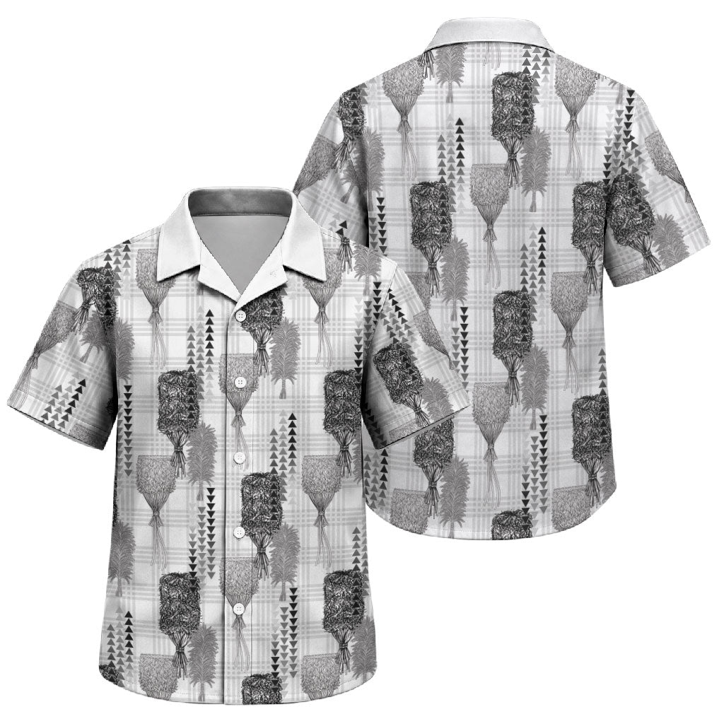 Aloha Hawaii Vintage Kahili Pa'a Lima Family Matching Off The Shoulder Long Sleeve Dress and Hawaiian Shirt Palaka Print Hinahina