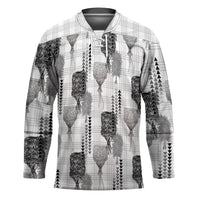 Aloha Hawaii Vintage Kahili Pa'a Lima Hockey Jersey Palaka Print Hinahina
