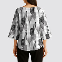 Aloha Hawaii Vintage Kahili Pa'a Lima Kimono Sleeve Blouse Palaka Print Hinahina