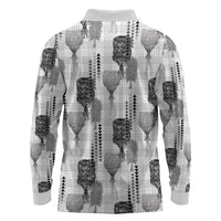 Aloha Hawaii Vintage Kahili Pa'a Lima Long Sleeve Polo Shirt Palaka Print Hinahina
