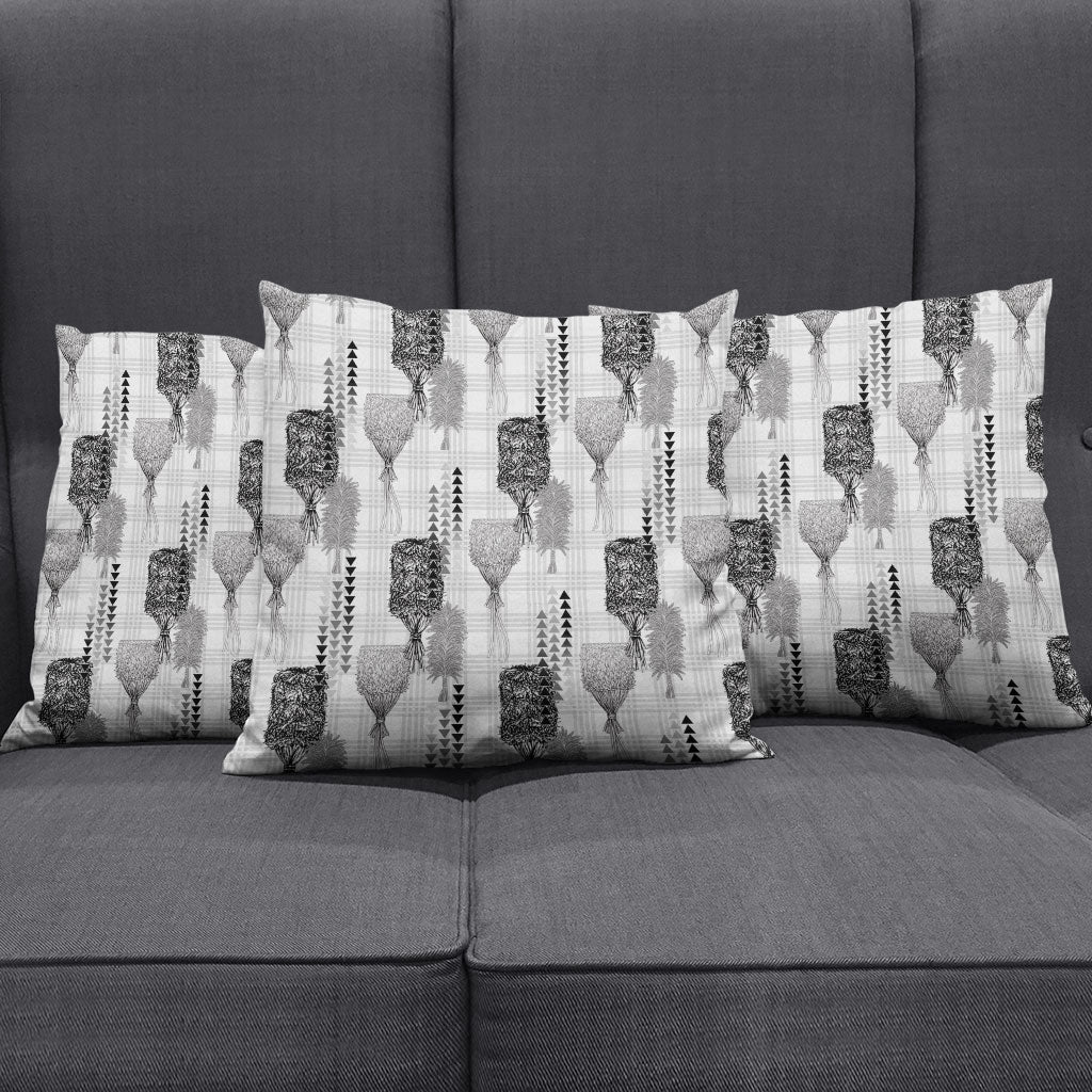 Aloha Hawaii Vintage Kahili Pa'a Lima Pillow Cover Palaka Print Hinahina