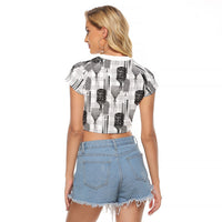 Aloha Hawaii Vintage Kahili Pa'a Lima Raglan Cropped T Shirt Palaka Print Hinahina