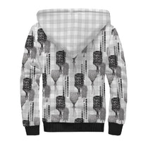 Aloha Hawaii Vintage Kahili Pa'a Lima Sherpa Hoodie Palaka Print Hinahina