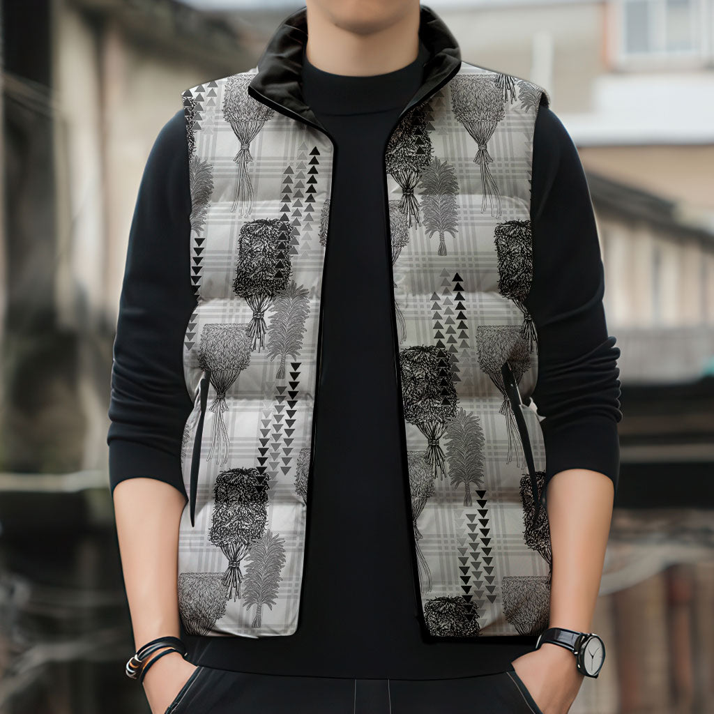 Aloha Hawaii Vintage Kahili Pa'a Lima Sleeveless Puffer Jacket Palaka Print Hinahina