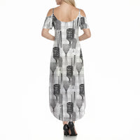 Aloha Hawaii Vintage Kahili Pa'a Lima Summer Maxi Dress Palaka Print Hinahina