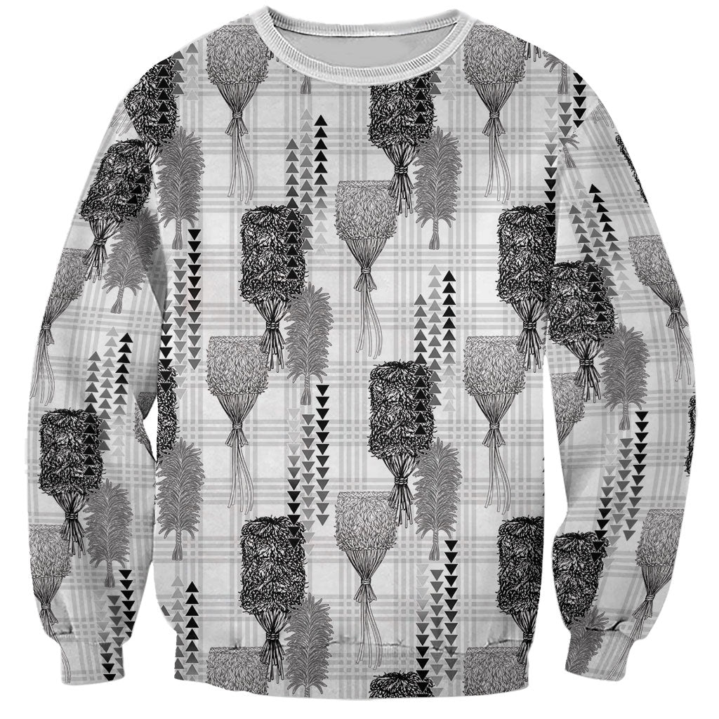 Aloha Hawaii Vintage Kahili Pa'a Lima Sweatshirt Palaka Print Hinahina