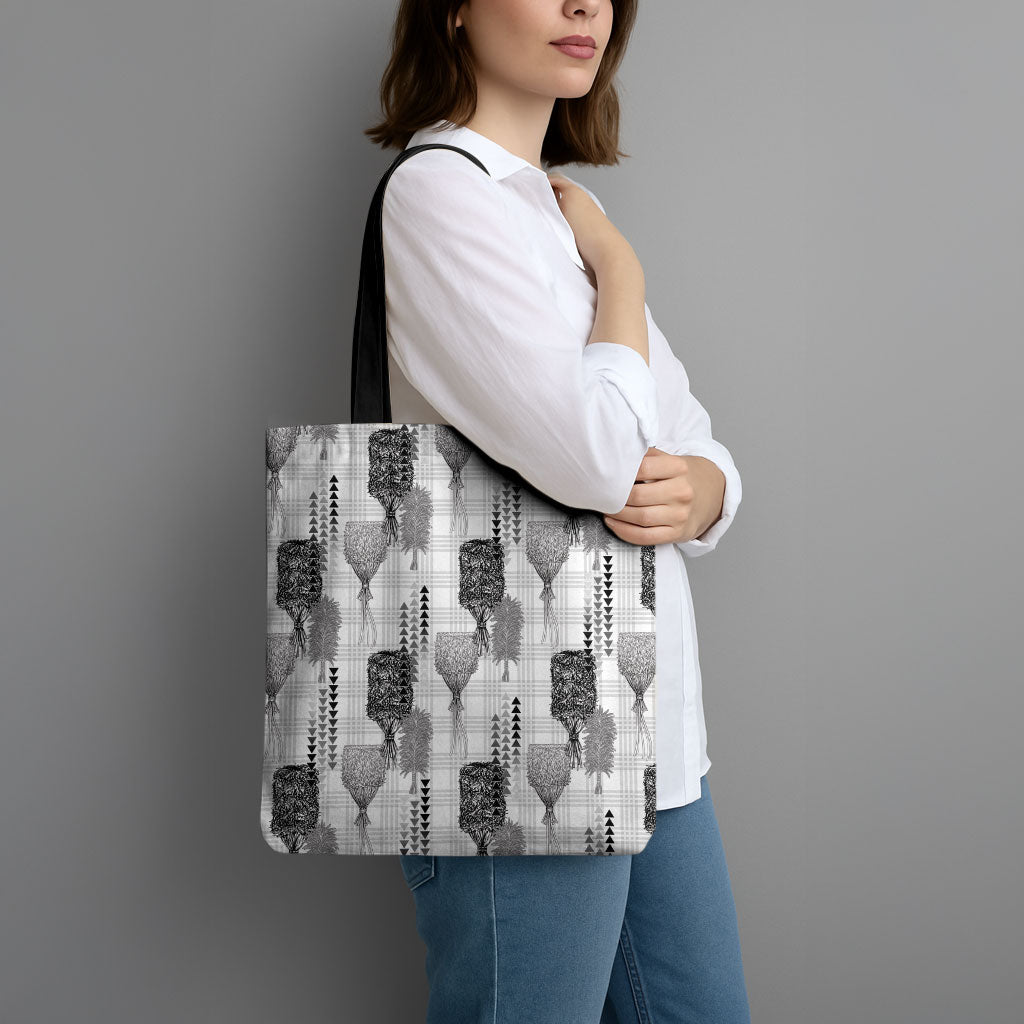 Aloha Hawaii Vintage Kahili Pa'a Lima Tote Bag Palaka Print Hinahina
