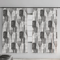 Aloha Hawaii Vintage Kahili Pa'a Lima Window Curtain Palaka Print Hinahina