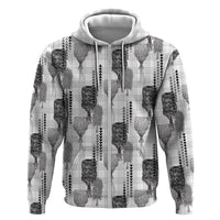 Aloha Hawaii Vintage Kahili Pa'a Lima Zip Hoodie Palaka Print Hinahina
