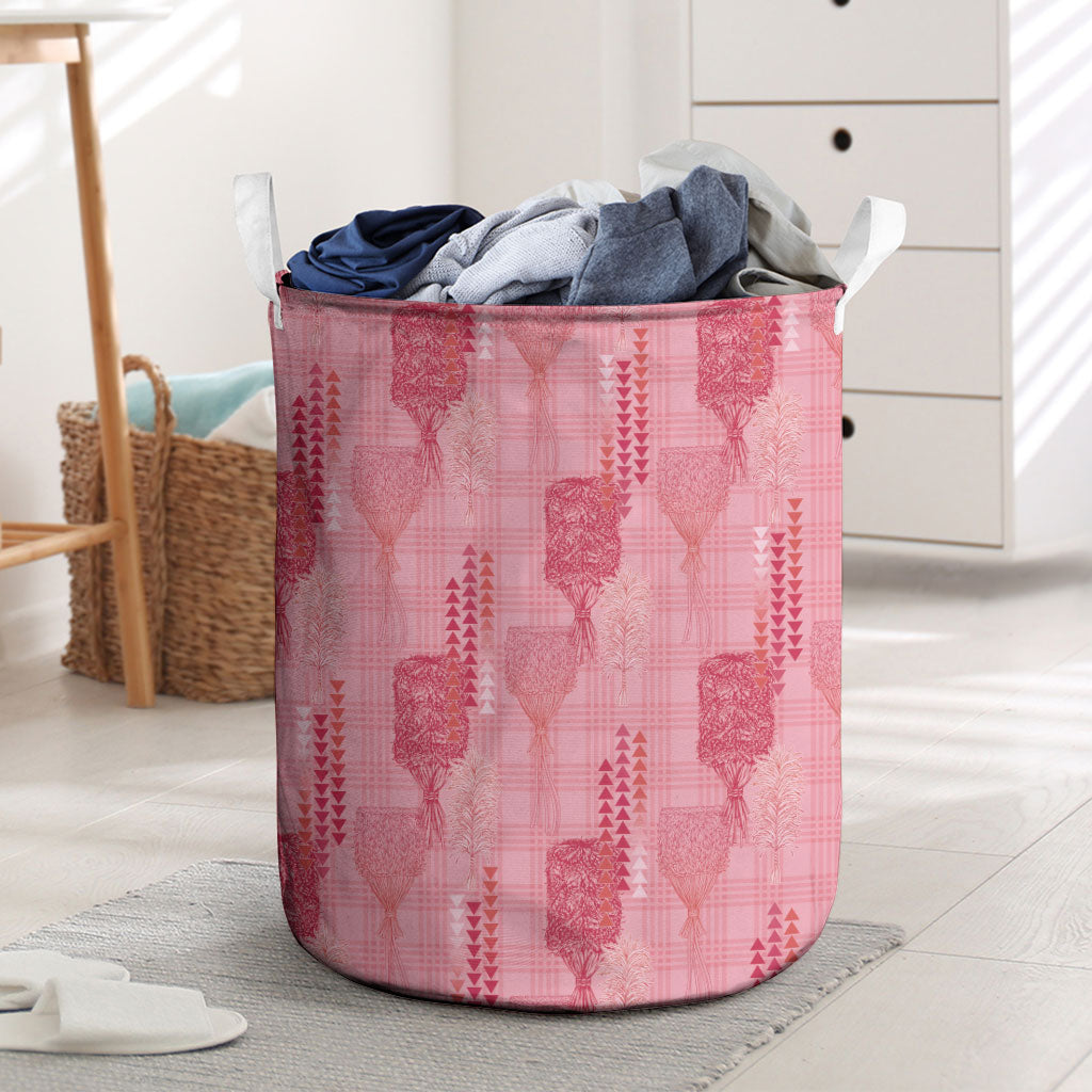 Aloha Hawaii Vintage Kahili Pa'a Lima Laundry Basket Palaka Print Berry Pink LT7 Pink - Polynesian Pride