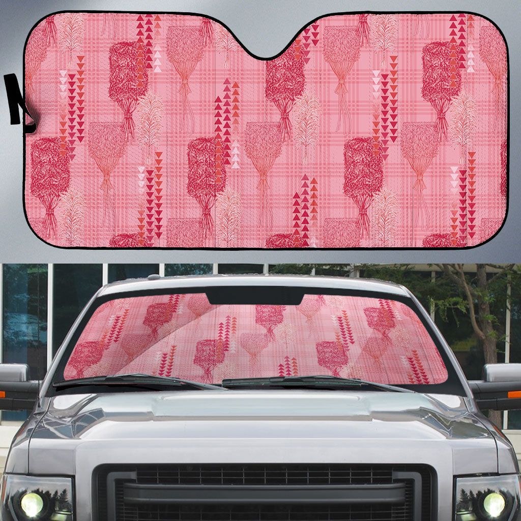 Aloha Hawaii Vintage Kahili Pa'a Lima Auto Sun Shade Palaka Print Berry Pink LT7 Pink - Polynesian Pride