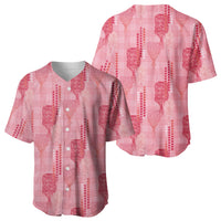 Aloha Hawaii Vintage Kahili Pa'a Lima Baseball Jersey Palaka Print Berry Pink
