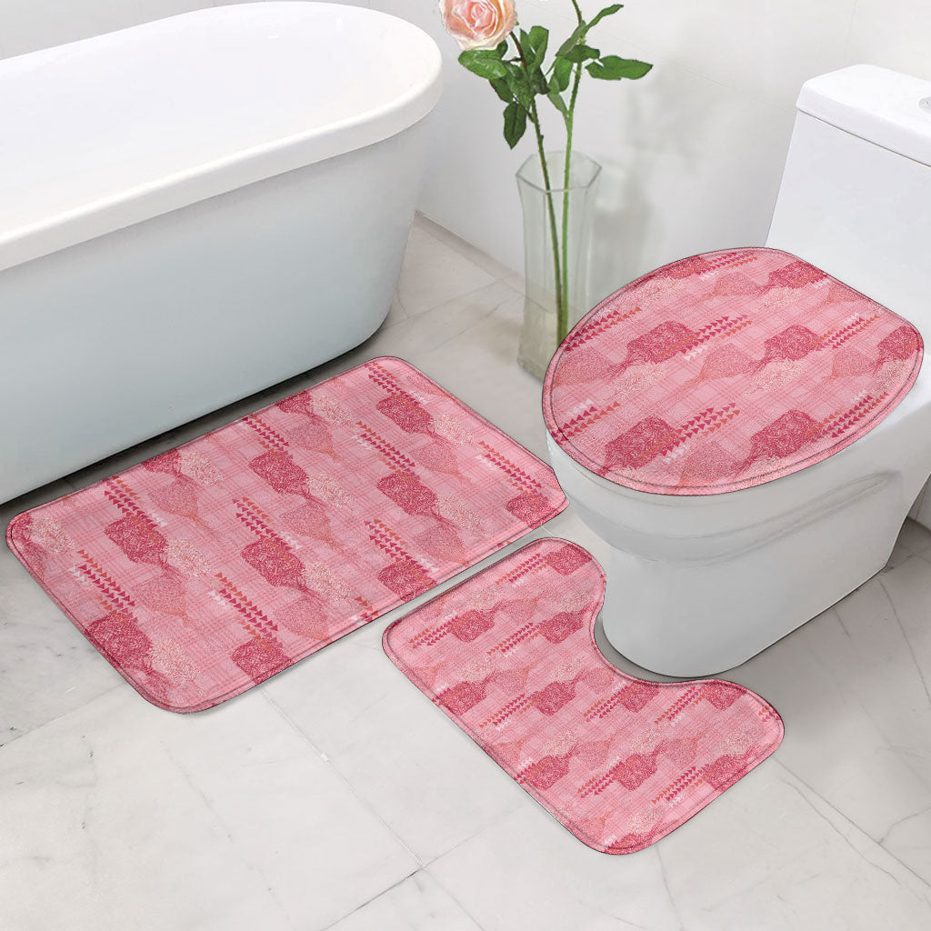 Aloha Hawaii Vintage Kahili Pa'a Lima Bathroom Set Palaka Print Berry Pink