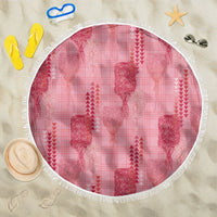 Aloha Hawaii Vintage Kahili Pa'a Lima Beach Blanket Palaka Print Berry Pink