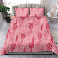 Aloha Hawaii Vintage Kahili Pa'a Lima Bedding Set Palaka Print Berry Pink