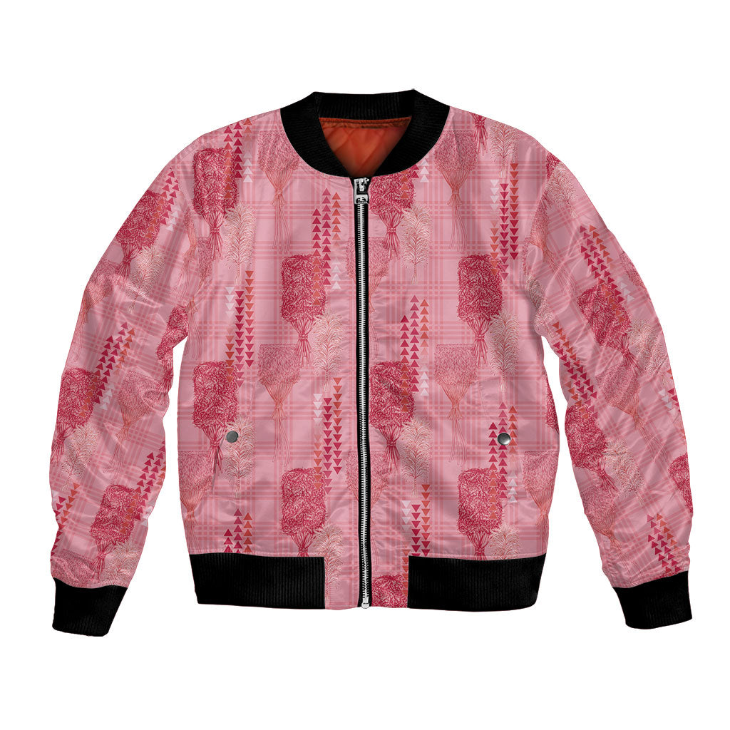 Aloha Hawaii Vintage Kahili Pa'a Lima Bomber Jacket Palaka Print Berry Pink LT7 Unisex Pink - Polynesian Pride