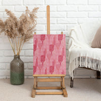 Aloha Hawaii Vintage Kahili Pa'a Lima Canvas Wall Art Palaka Print Berry Pink