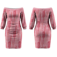 Aloha Hawaii Vintage Kahili Pa'a Lima Couples Matching Off The Shoulder Long Sleeve Dress and Hawaiian Shirt Palaka Print Berry Pink