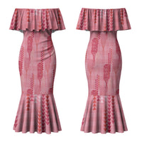 Aloha Hawaii Vintage Kahili Pa'a Lima Family Matching Mermaid Dress and Hawaiian Shirt Palaka Print Berry Pink