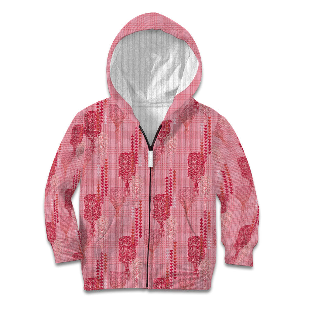 Aloha Hawaii Vintage Kahili Pa'a Lima Kid Hoodie Palaka Print Berry Pink