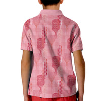 Aloha Hawaii Vintage Kahili Pa'a Lima Kid Polo Shirt Palaka Print Berry Pink