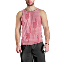Aloha Hawaii Vintage Kahili Pa'a Lima Men Tank Top Palaka Print Berry Pink
