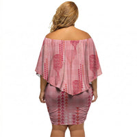 Aloha Hawaii Vintage Kahili Pa'a Lima Off Shoulder Short Dress Palaka Print Berry Pink