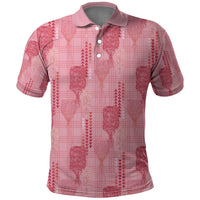 Aloha Hawaii Vintage Kahili Pa'a Lima Polo Shirt Palaka Print Berry Pink