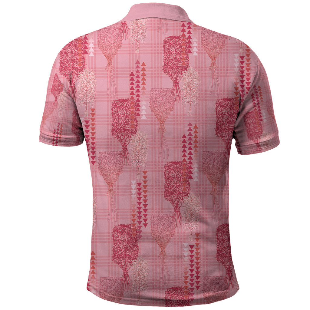 Aloha Hawaii Vintage Kahili Pa'a Lima Polo Shirt Palaka Print Berry Pink