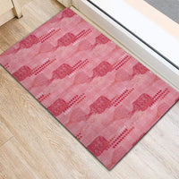 Aloha Hawaii Vintage Kahili Pa'a Lima Rubber Doormat Palaka Print Berry Pink