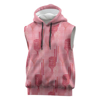 Aloha Hawaii Vintage Kahili Pa'a Lima Sleeveless Hoodie Palaka Print Berry Pink