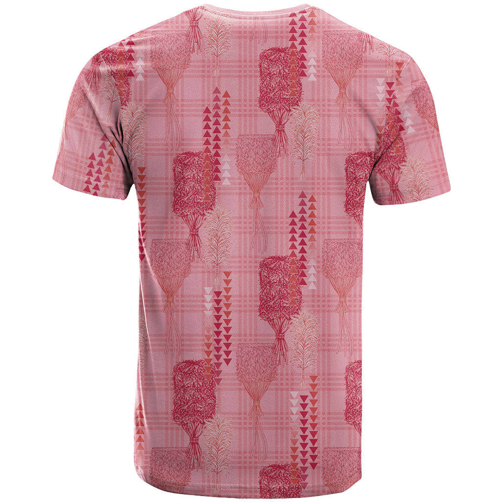 Aloha Hawaii Vintage Kahili Pa'a Lima T Shirt Palaka Print Berry Pink