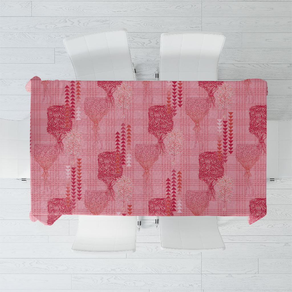 Aloha Hawaii Vintage Kahili Pa'a Lima Tablecloth Palaka Print Berry Pink