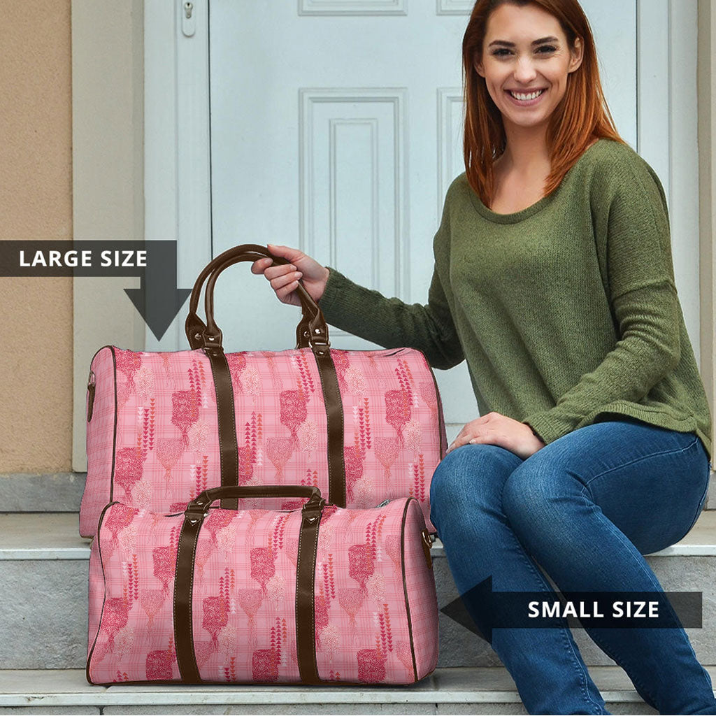 Aloha Hawaii Vintage Kahili Pa'a Lima Travel Bag Palaka Print Berry Pink