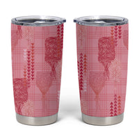 Aloha Hawaii Vintage Kahili Pa'a Lima Tumbler Cup Palaka Print Berry Pink