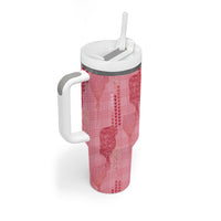 Aloha Hawaii Vintage Kahili Pa'a Lima Tumbler With Handle Palaka Print Berry Pink