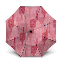 Aloha Hawaii Vintage Kahili Pa'a Lima Umbrella Palaka Print Berry Pink
