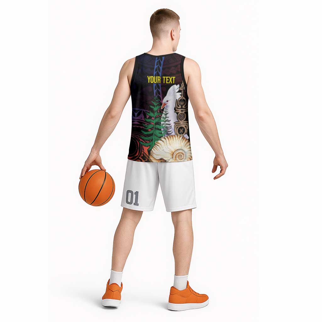 New Caledonia Kanaky Personalized Basketball Jersey Kagu Bird Emblem - Polynesian Pride