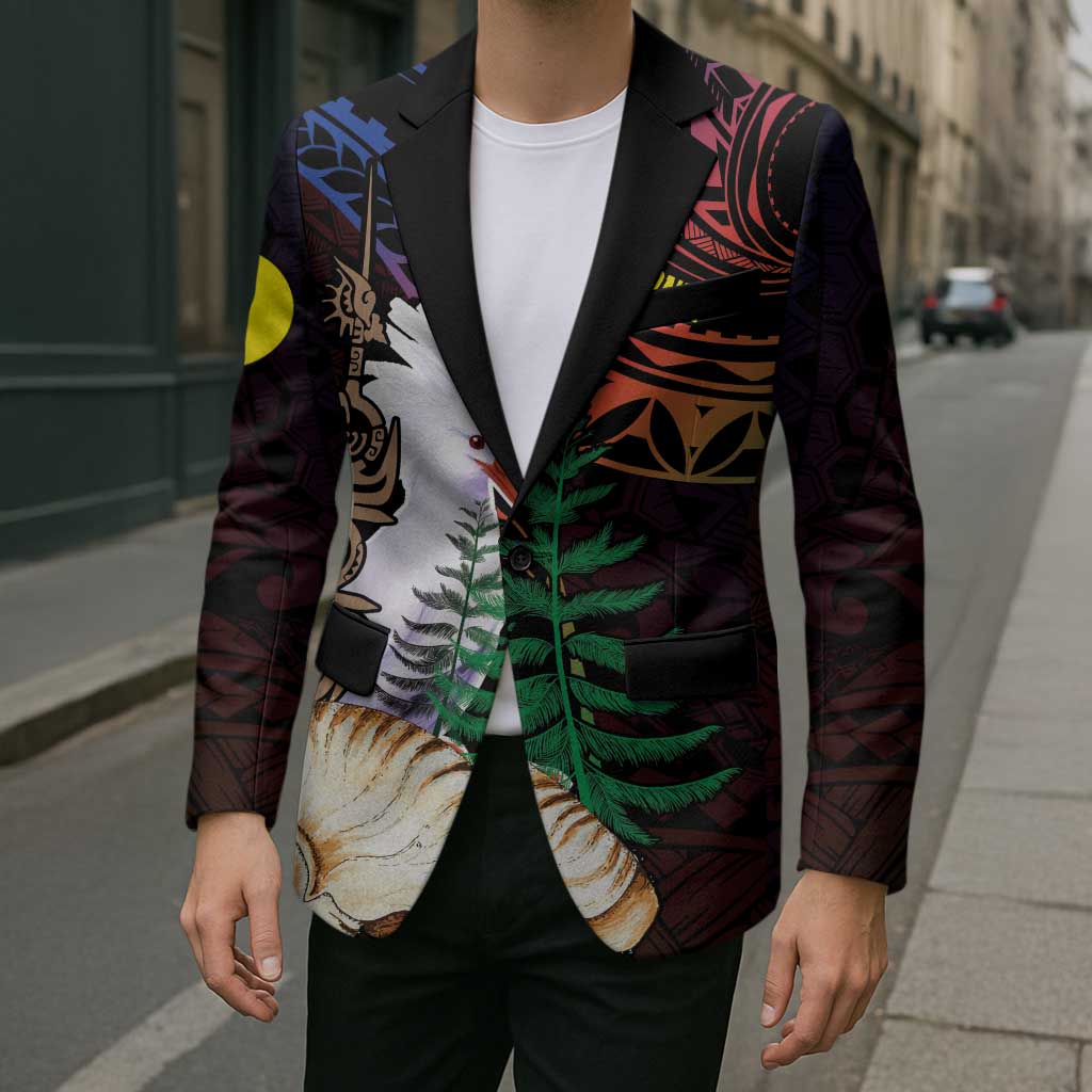 New Caledonia Kanaky Personalized Blazer Kagu Bird Emblem - Polynesian Pride