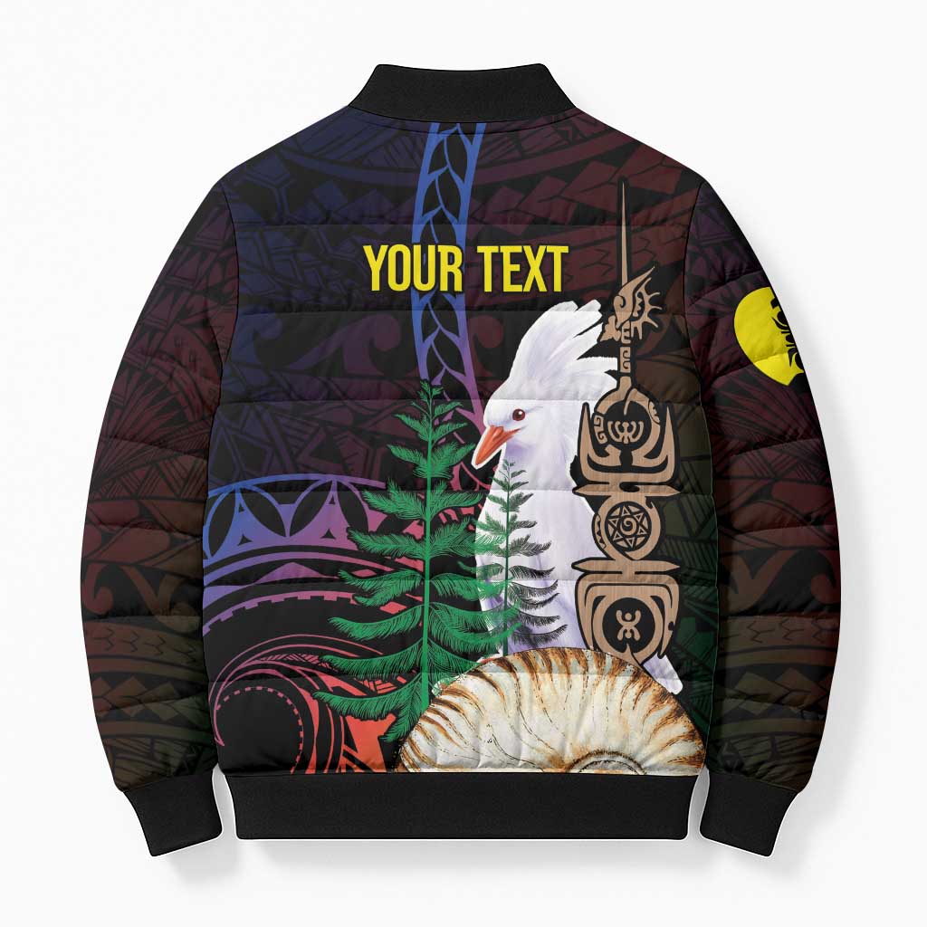 New Caledonia Kanaky Personalized Bomber Puffer Jacket Kagu Bird Emblem - Polynesian Pride