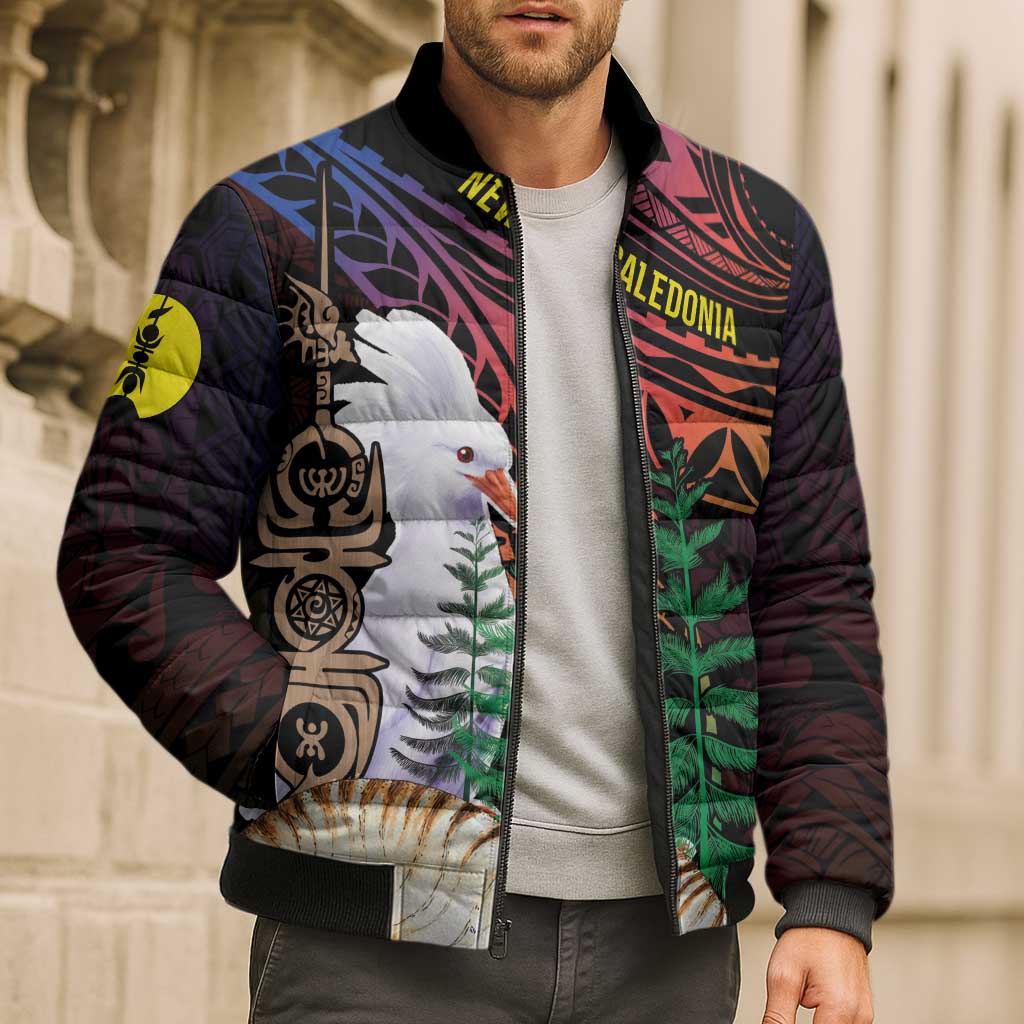 New Caledonia Kanaky Personalized Bomber Puffer Jacket Kagu Bird Emblem - Polynesian Pride