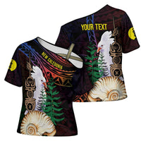 New Caledonia Kanaky Personalized Cross Shoulder Shirt Kagu Bird Emblem - Polynesian Pride