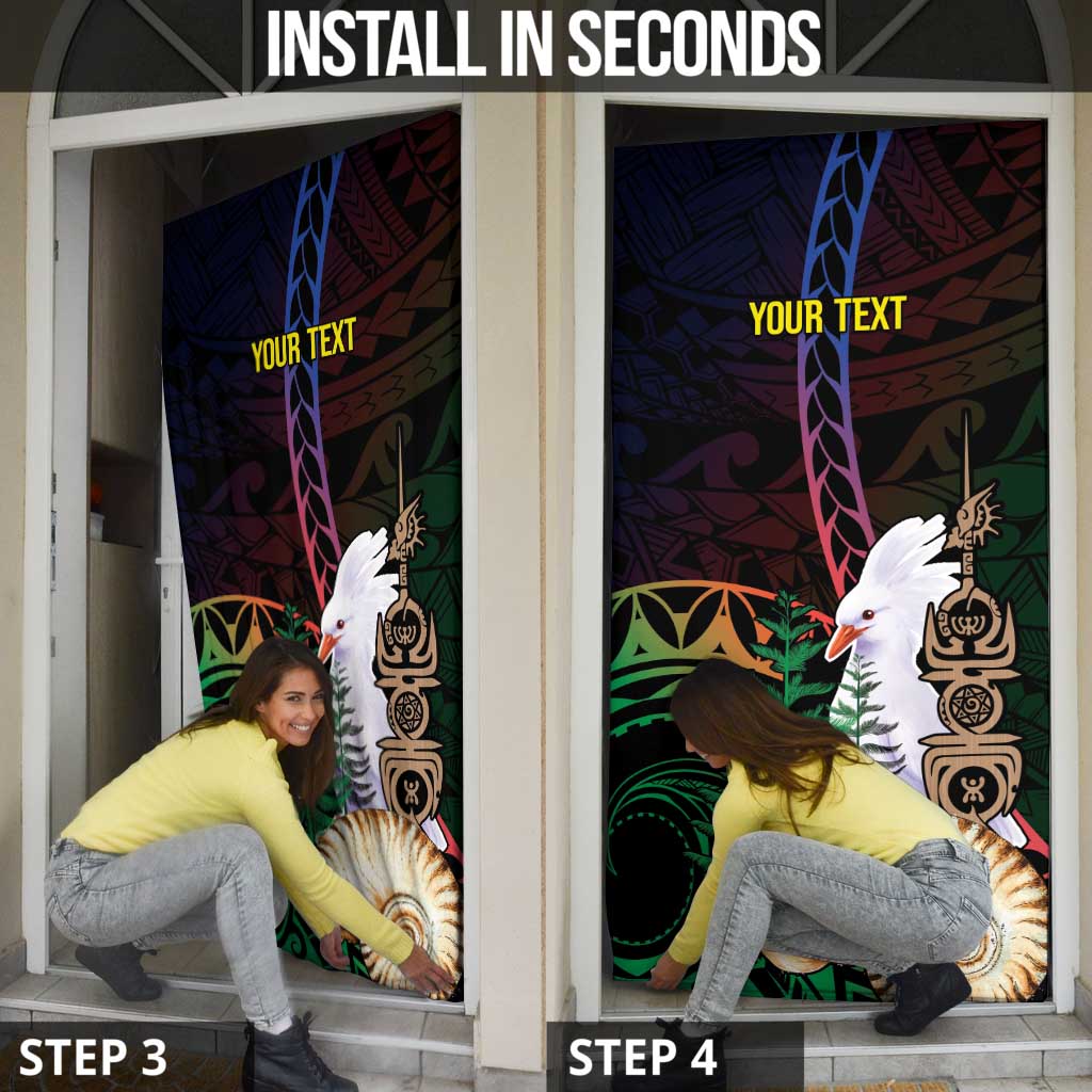 New Caledonia Kanaky Personalized Door Cover Kagu Bird Emblem - Polynesian Pride