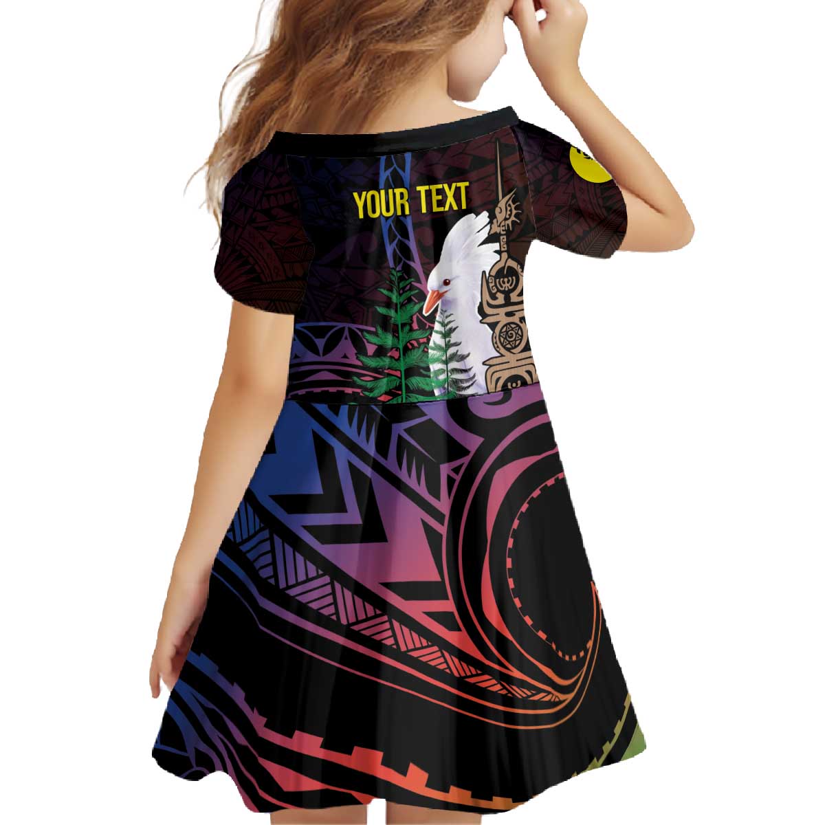 New Caledonia Kanaky Personalized Family Matching Off The Shoulder Long Sleeve Dress and Hawaiian Shirt Kagu Bird Emblem - Polynesian Pride